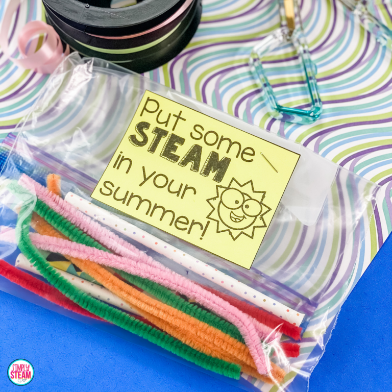 plastic baggie with pipe cleaners and a straw inside