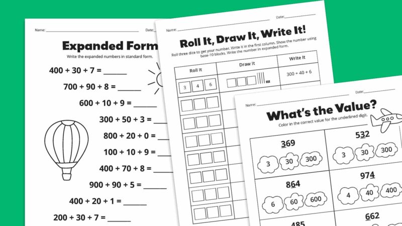 Flay lays of place value worksheets
