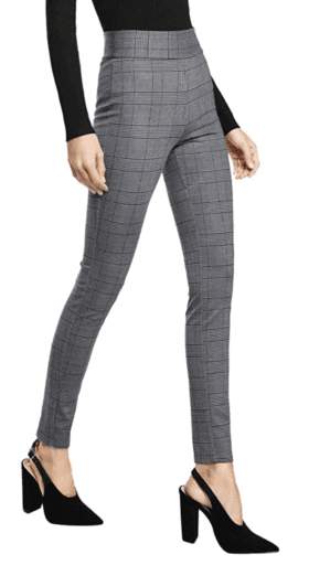 Grey plaid stretchy dress pants