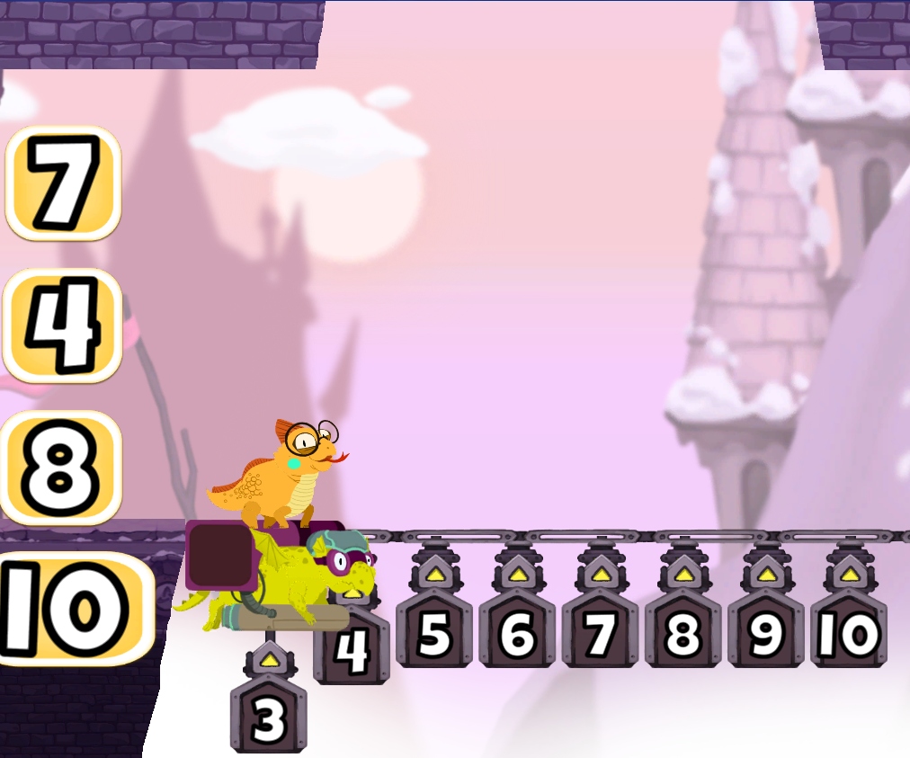 Screenshot from Number Lines, online game from PlayMath.org