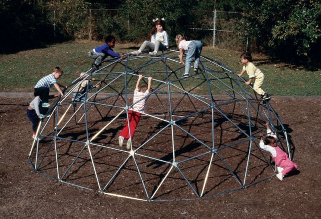 Children playing on a geodesic climbing done (Best Playground Equipment for Schools)