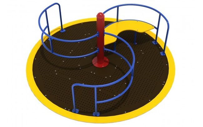 Playground merry-go-round spinning toy with wheelchair accessible sections