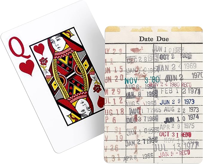 playing cards with library slip back 