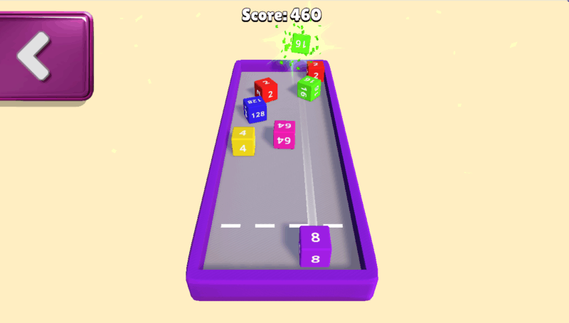 Screenshot from PlayMath.org's 2048 Dice online