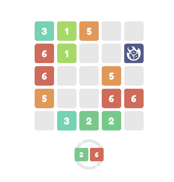 Screenshot of Dice Merge, an online game from PlayMath.org
