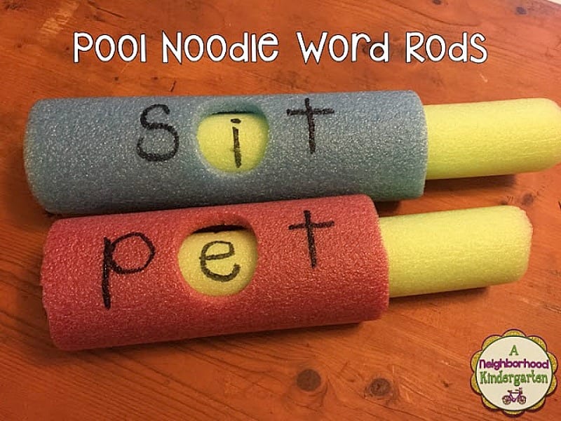 Word rods with pool noodles