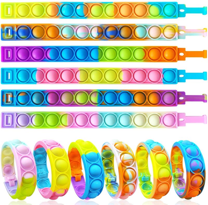 Collage of pop it fidget bracelets