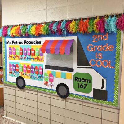 Ice cream truck bulletin board idea popsicles 2nd grade is cool