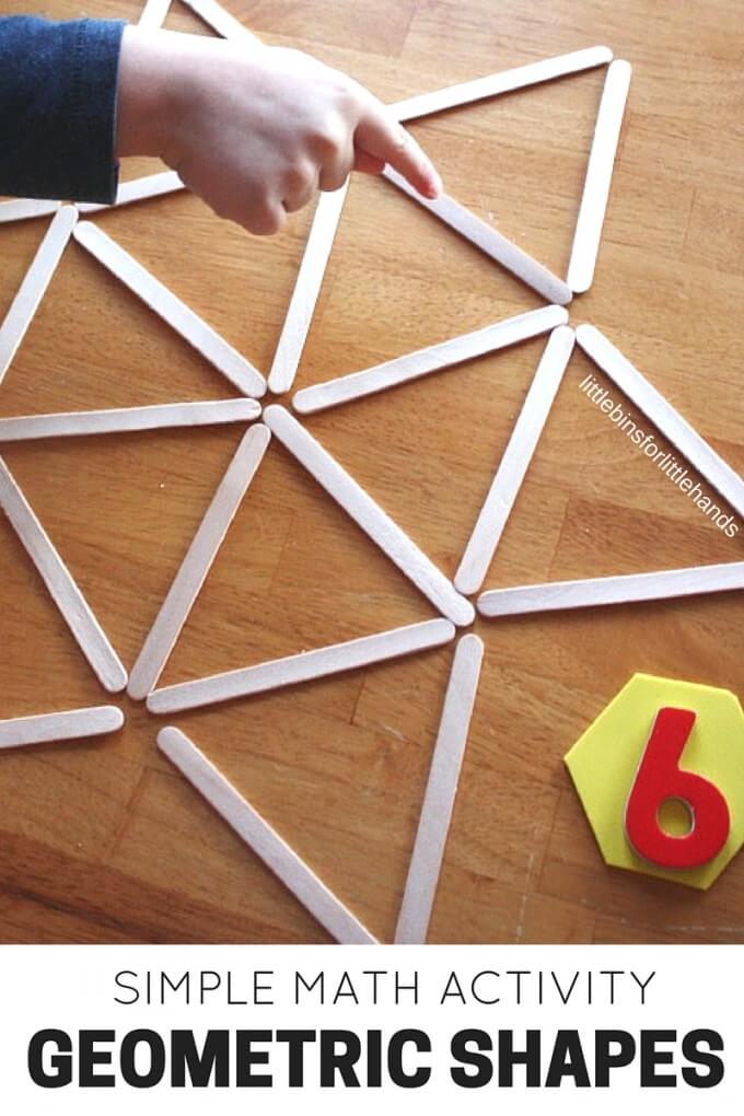 example of popsicle sticks made into shapes for a preschool activity