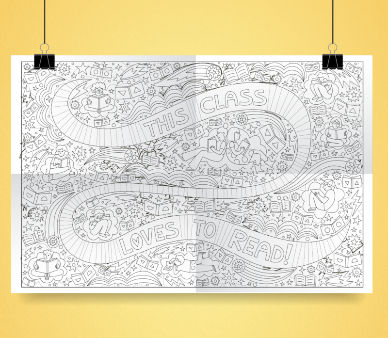 Giant coloring poster and activity kit.