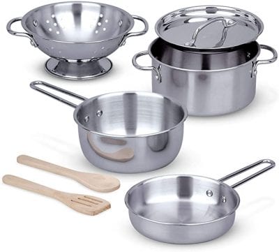 Stainless Steel Pots and Pans Play Set- educational toys for preschool