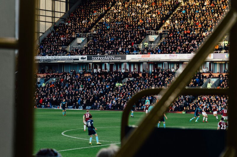 View of a Premier League soccer game from the stands