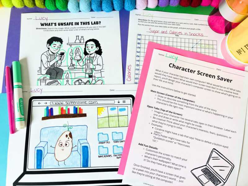 Printable worksheets in a classroom filled out by a student.