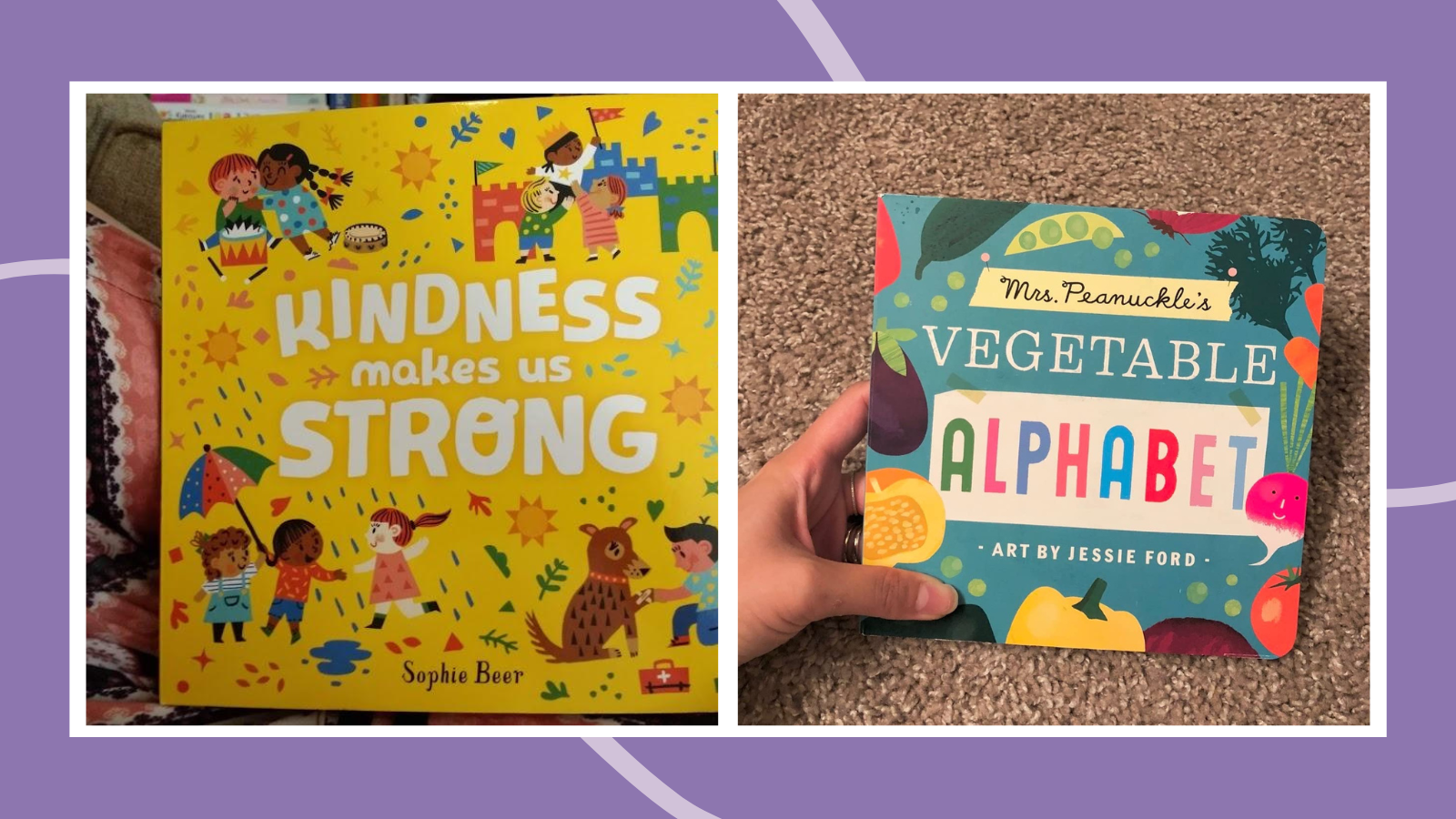 Best preschool books examples including Mrs. Peanuckle's Vegetable Alphabet and Kindness Makes Us Strong