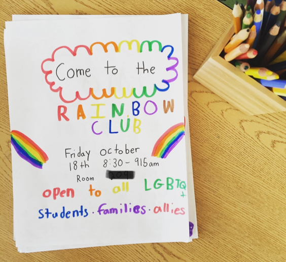 Flyer for school rainbow club- Pride Month activities