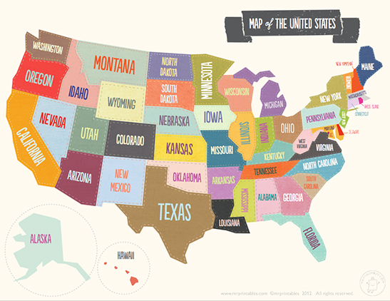A colorful map of the United States