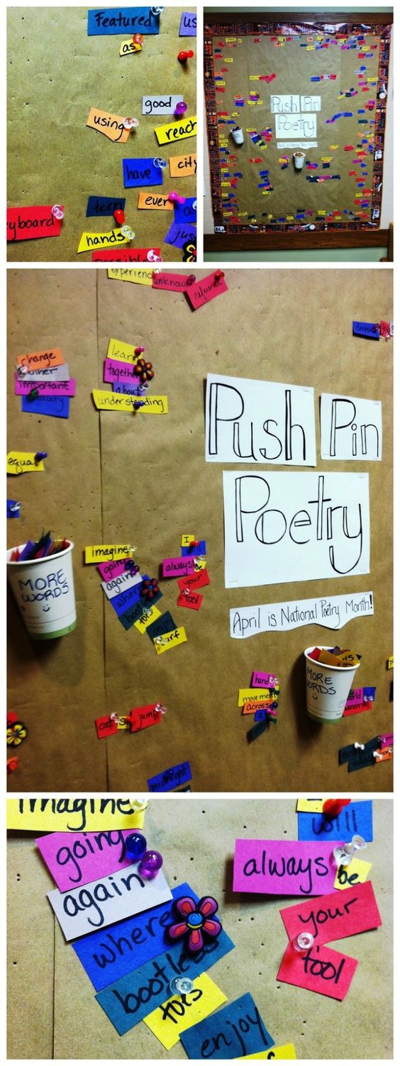 Push Pin Poetry April bulletin board