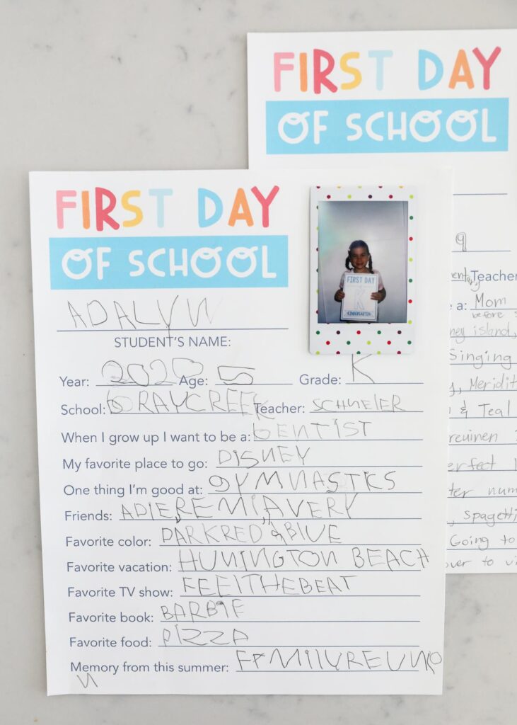 A first day of school questionnaire template as a resource to introduce yourself to students on the first day of school