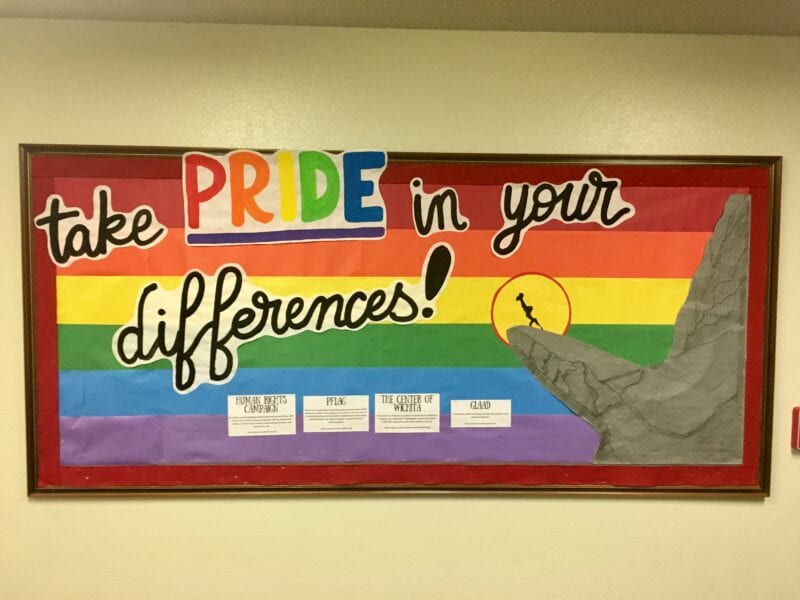 'Take Pride in Our Differences' rainbow bulletin board display