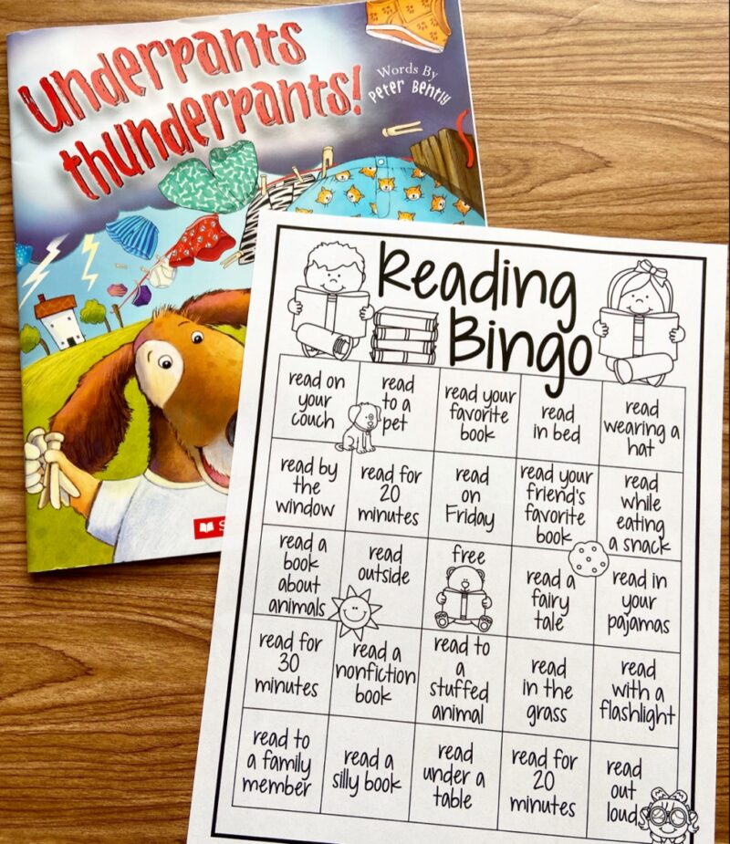 A Reading Bingo card with reading activities listed in squares as an example of read across america activities