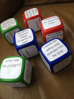 dice with questions on them for guided reading