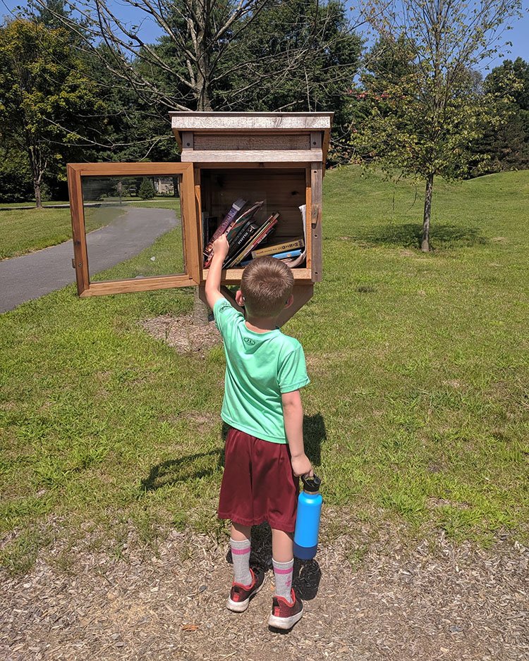 photo-of-boy-getting-book-from-little-free-library