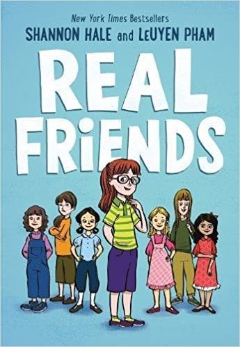  Real Friends by Shannon Hale and LeUyen Pham book cover, as an example of anti-bullying books for kids