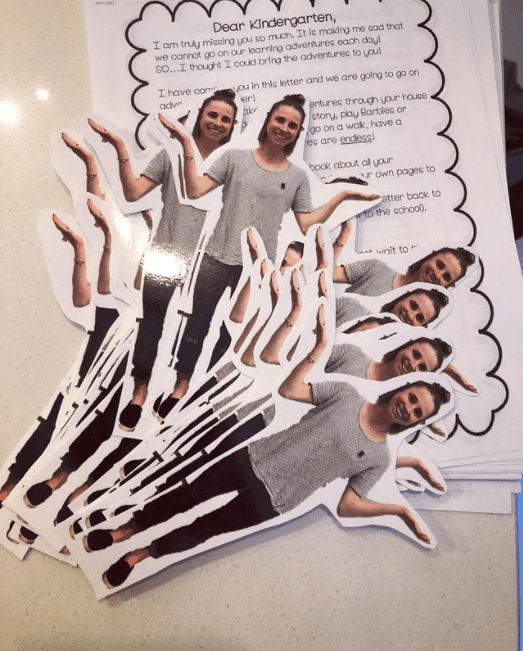 Photos of teacher cut out to send with Flat Stanley letter