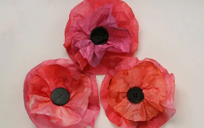 red poppies made of coffee liners for veterans day vs memorial day