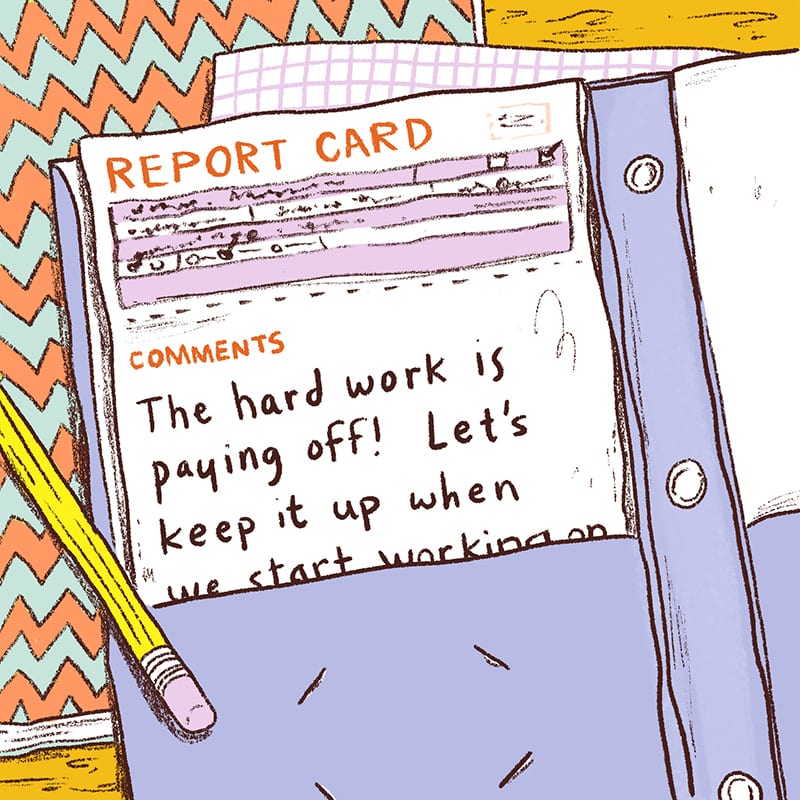 Illustration of report card comment