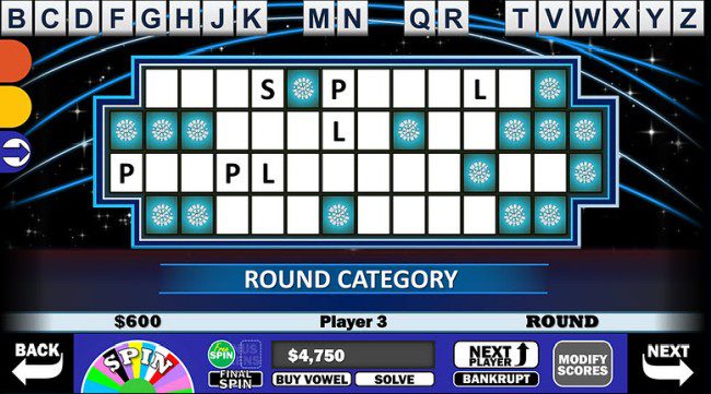 Screen shot from digital Wheel of Fortune classroom game