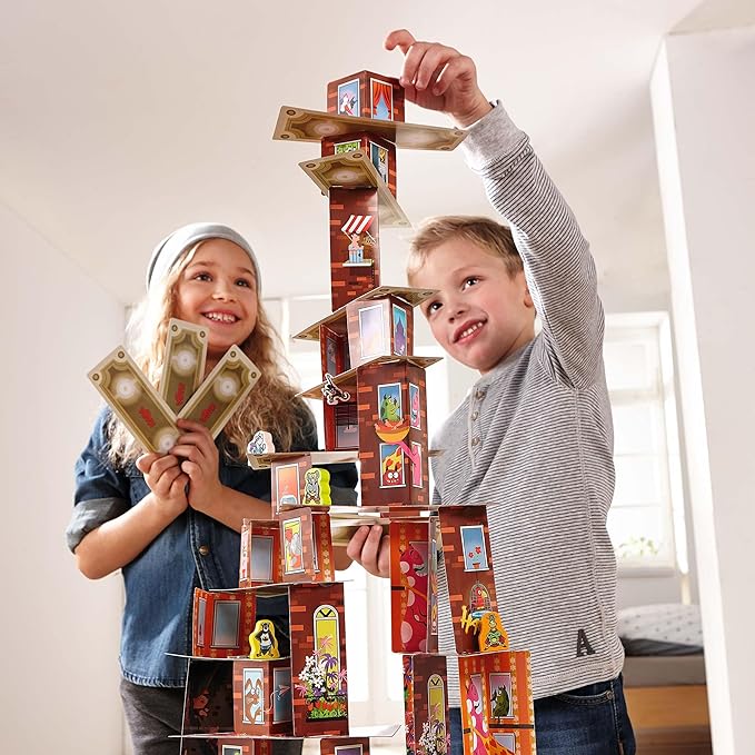 two kids playing rhino hero game 