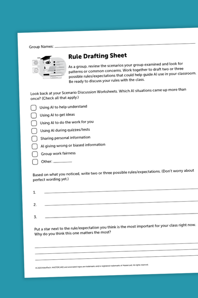 Let Students Create Class AI Rules That Actually Stick (Free Lesson Plan) Image of the page students will use to draft their class AI code of conduct