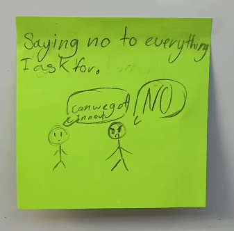 This Teacher Asked His Students What People In Their 40s Do For Fun, And We’re Dying (Maybe Literally) Student illustration on Post-It of what people in their 40s do for fun