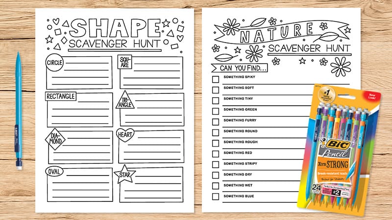 Two images of scavenger hunt worksheets as an example of fun last day of school activities
