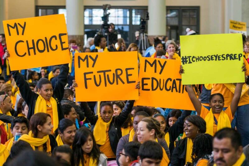 school choice supporters at a rally