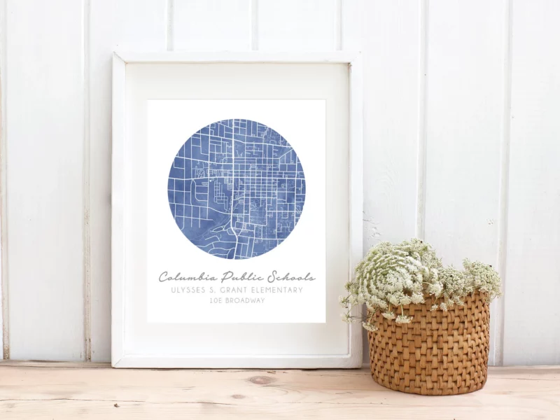 Framed print of map of a school as an example of the best principal gifts