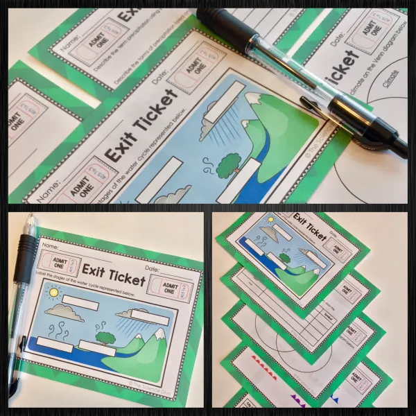 Colorful examples of science lab exit tickets