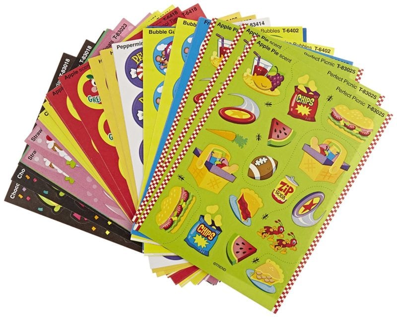 Sheets of scratch and sniff stickers.