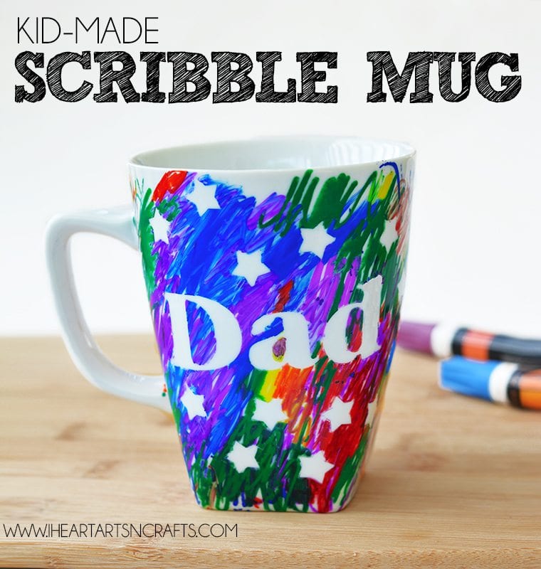 Scribble mug that says Dad with stars.