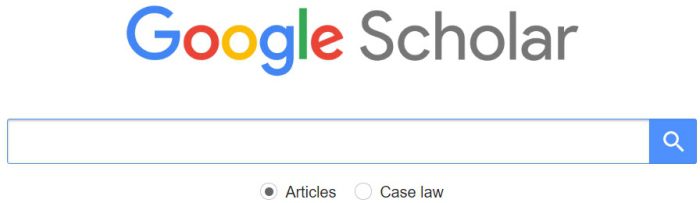 Google Scholar logo and search bar (safe search engines for kids)