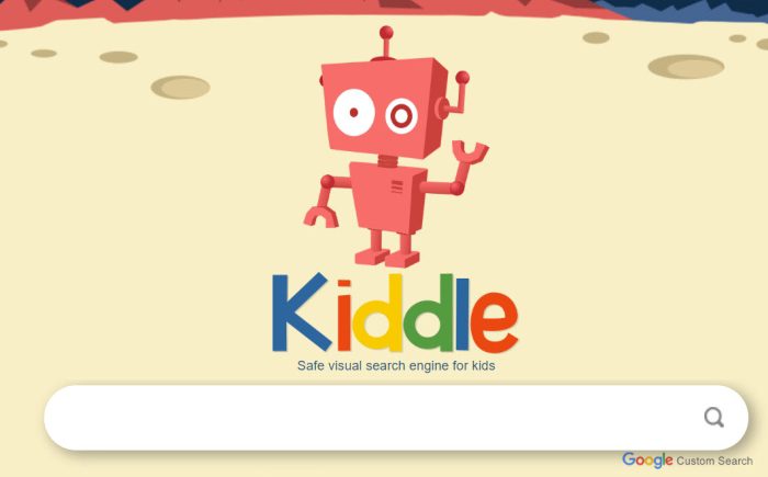 Kiddle logo and search bar