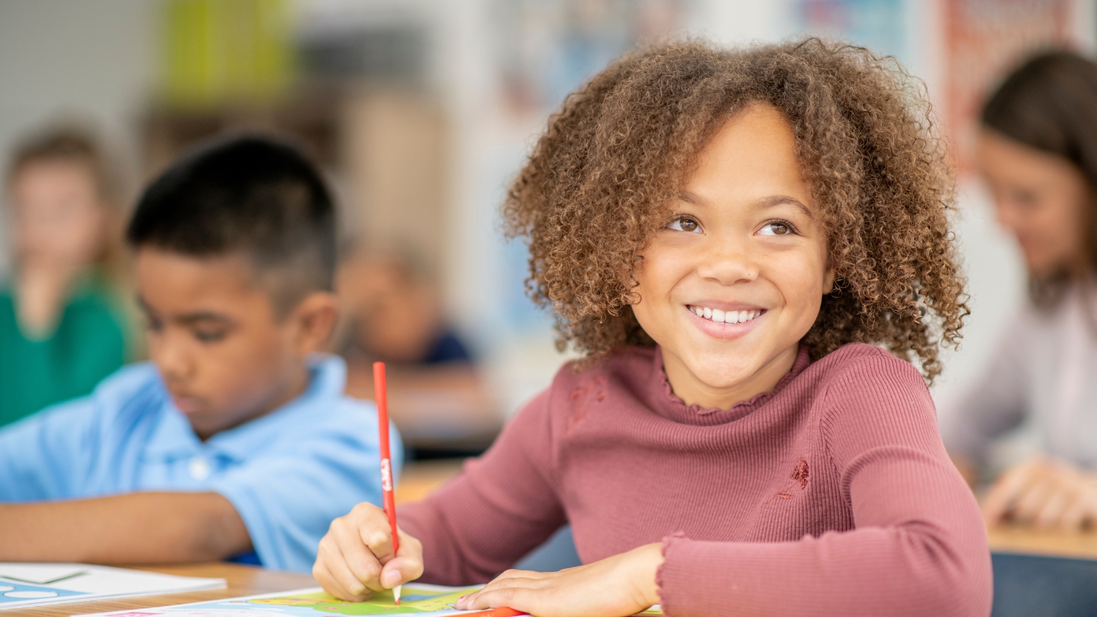 Second grader smiling