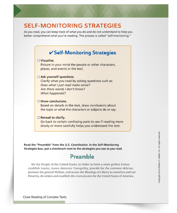 Four key strategies for self-monitoring listed with examples for how to do each of them 
