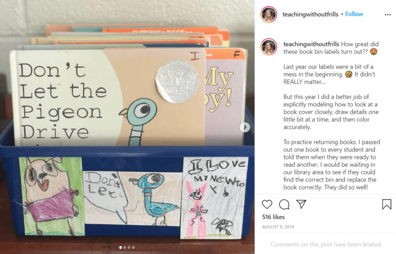 Still of set up your classroom library and have kids make labels from Instagram