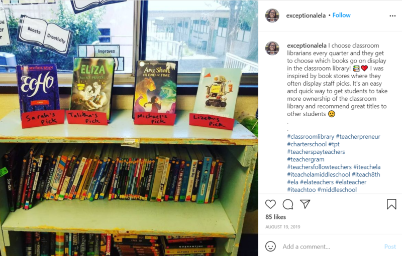 Still of set up your classroom library and highlight staff picks from Instagram