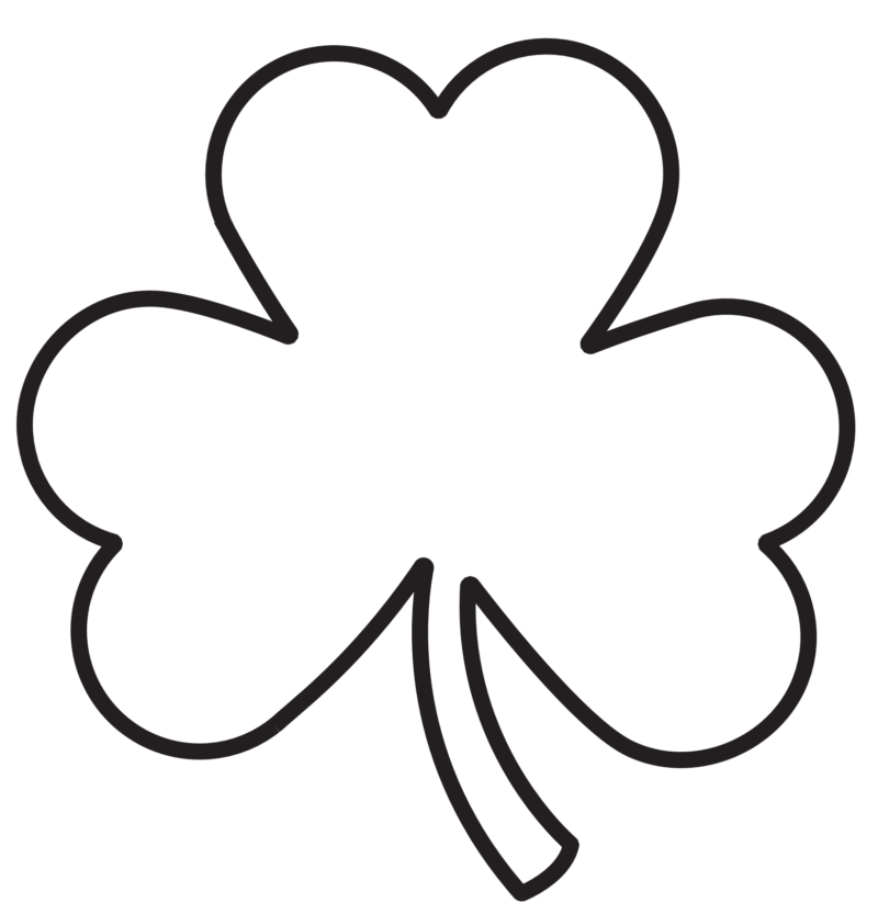 Large black and white shamrock printable template.