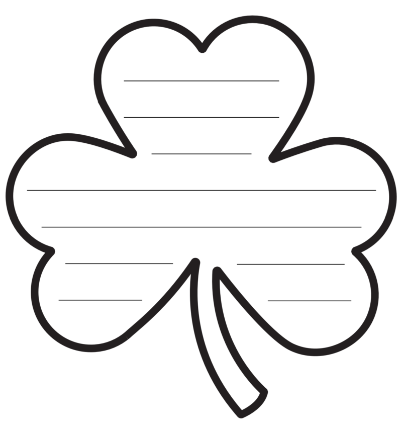 Large shamrock printable template with lines.