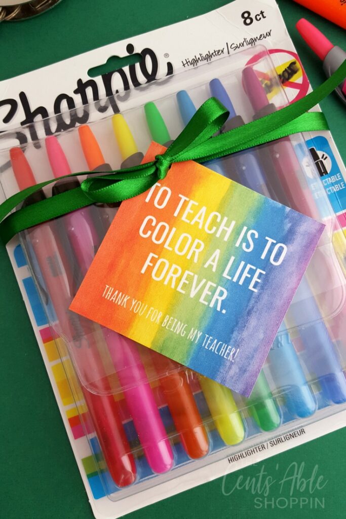 sharpies with a note for a teacher gift 