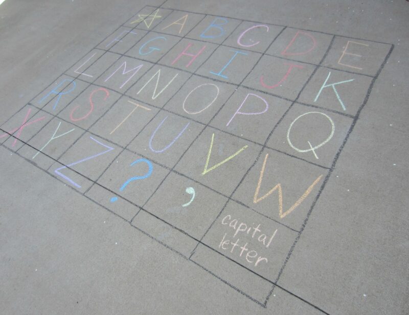 Sidewalk chalk spelling bee- summer activities for kids
